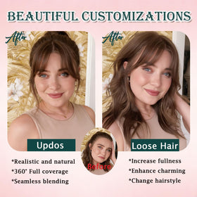 Benehair bangs clip with temples for seamless framing