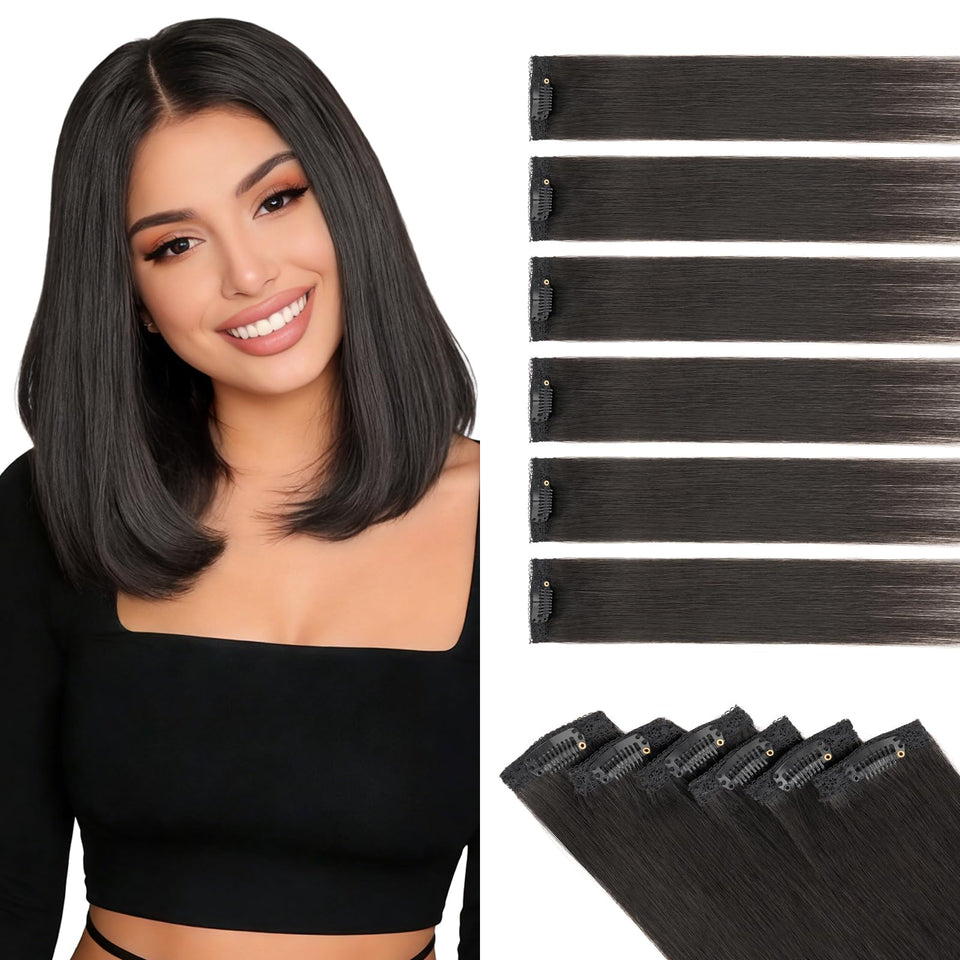 Benehair six-piece clip-in extension package for quick, portable enhancement.