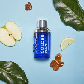 Benetton Colors Man Blue collection logo emphasizes brand heritage.