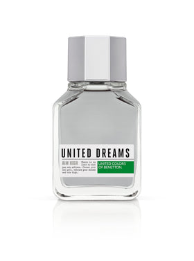 Benetton United Dreams bottle front view signals versatile men's fragrance for daily wear.