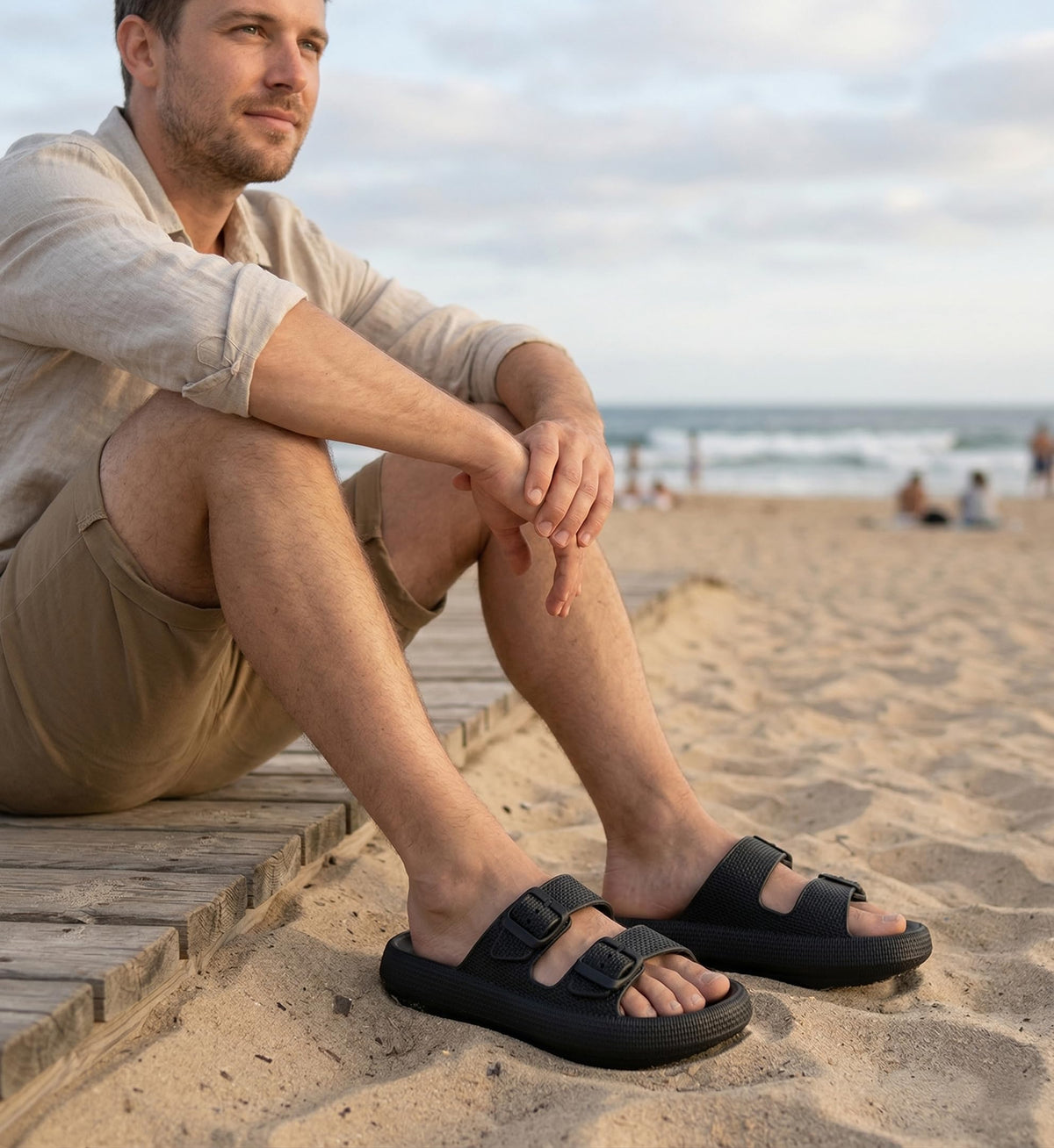 BenSorts Pillow Slippers with double anti-slip design keeps you steady near water.