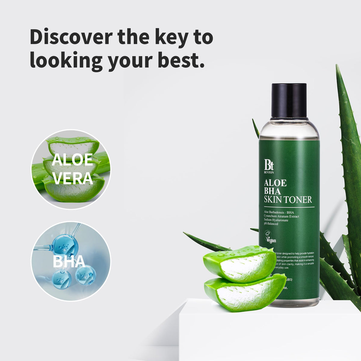 BENTON Aloe Skin Toner texture closeup shows light, non-greasy hydration