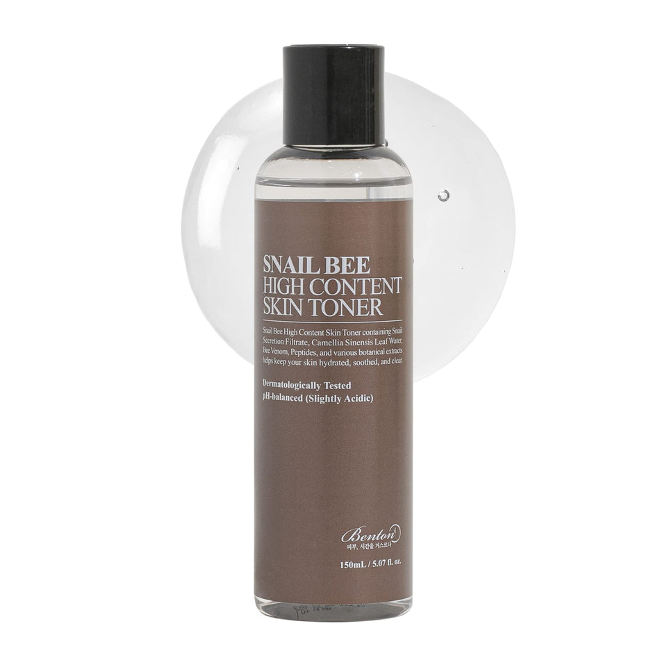 BENTON Snail Bee High Content Toner bottle closeup for smooth, hydrated skin