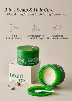 Bephor Braid Rev Scalp Oil Balm on scalp during night routine for nourishment.