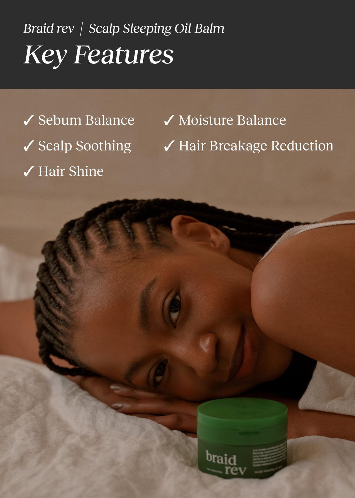 Bephor Braid Rev Scalp Oil Balm spatula application demonstrates even distribution on scalp.