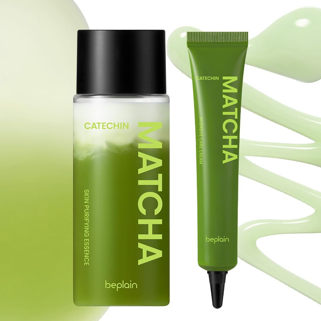 Beplain Matcha Catechin Essence bottle delivering hydration and balanced skin.