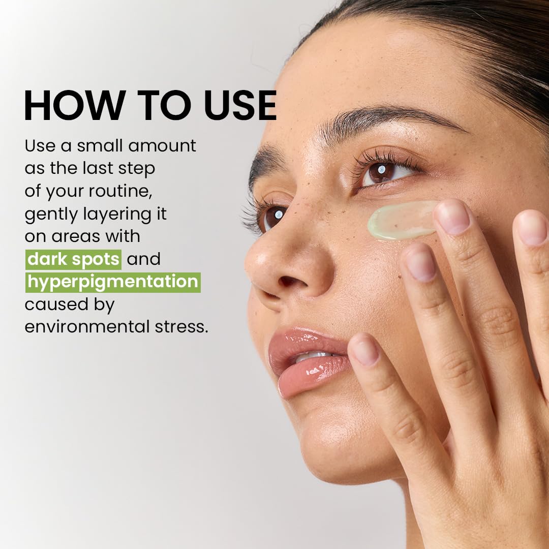 Ingredient panel highlights Niacinamide and Tranexamic Acid for discoloration care.