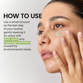 Ingredient panel highlights Niacinamide and Tranexamic Acid for discoloration care.