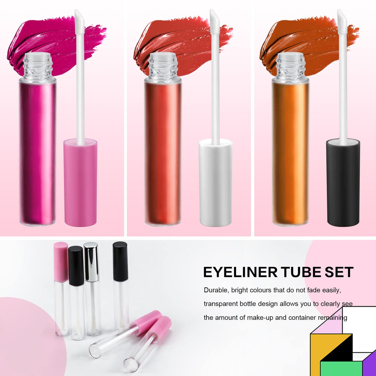 Bercoor lip gloss tubes with pink caps for a playful, personalized kit.