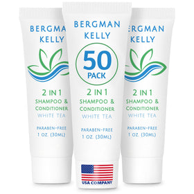BERGMAN KELLY 2-in-1 bottle with white tea scent for refreshed hotel guests.