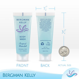 BERGMAN KELLY carry-on friendly 1oz body wash for easy packing.