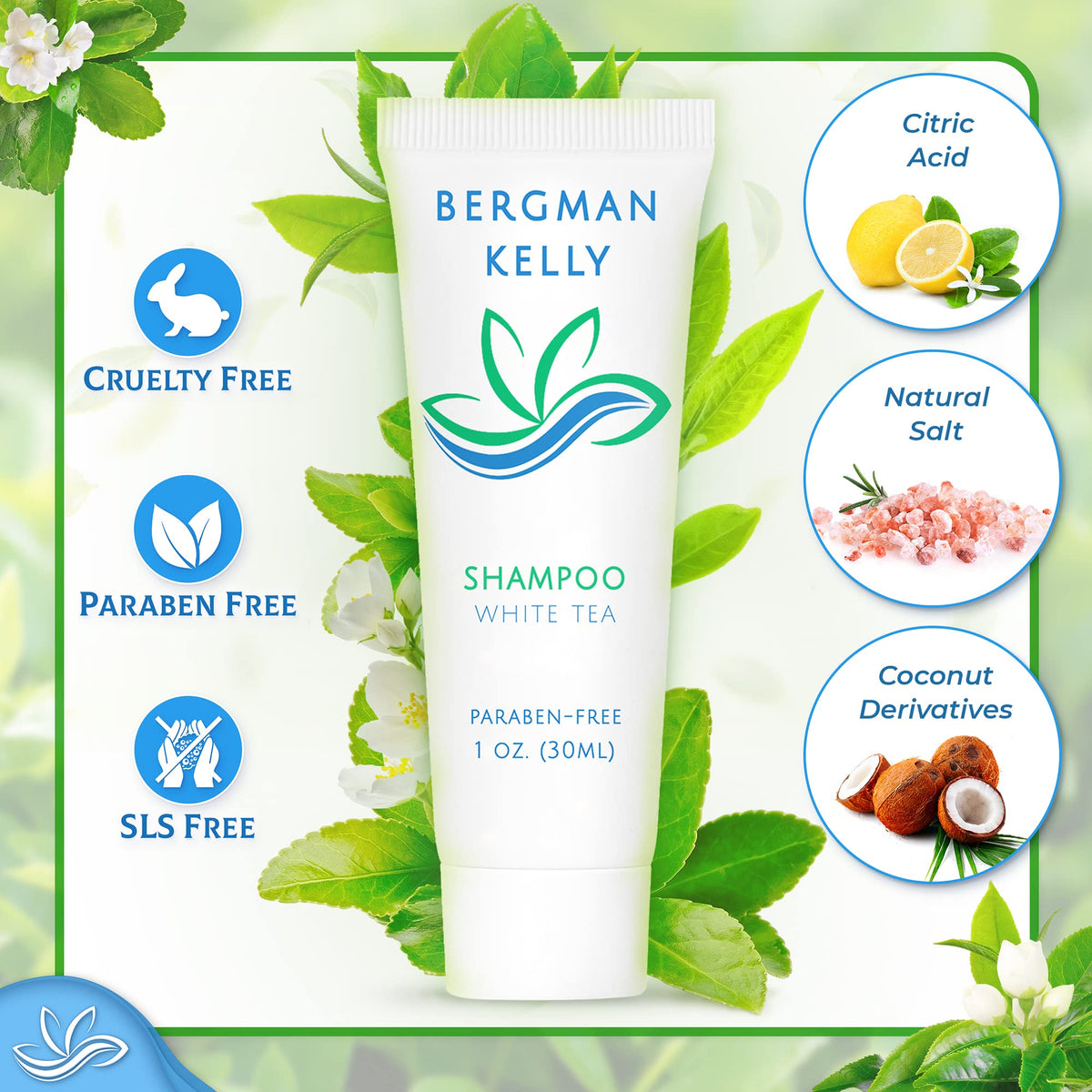 BERGMAN KELLY foil-sealed hotel shampoo bottle ensures hygiene and leak protection for guests.