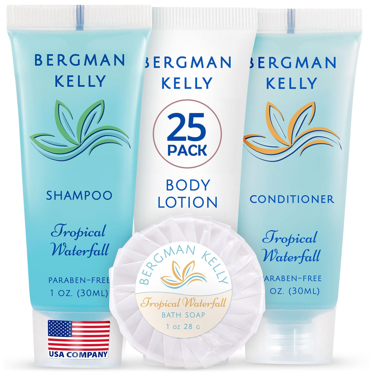 BERGMAN KELLY hotel soap bar with tropical waterfall scent for guest freshness