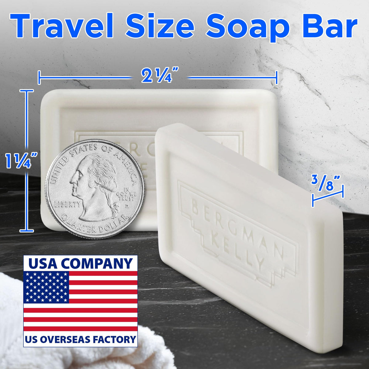 BERGMAN KELLY individually wrapped soap preserves hygiene between stays.