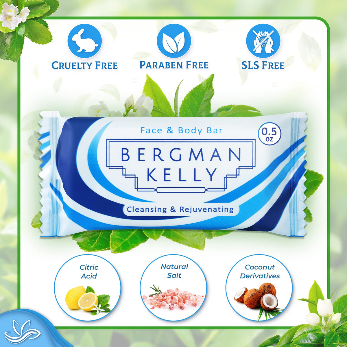 BERGMAN KELLY mini soap bars travel size perfect for Airbnb guestrooms.