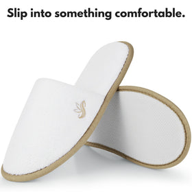 BERGMAN KELLY spa slippers gray fleck texture provide modern indoor wear with grip.