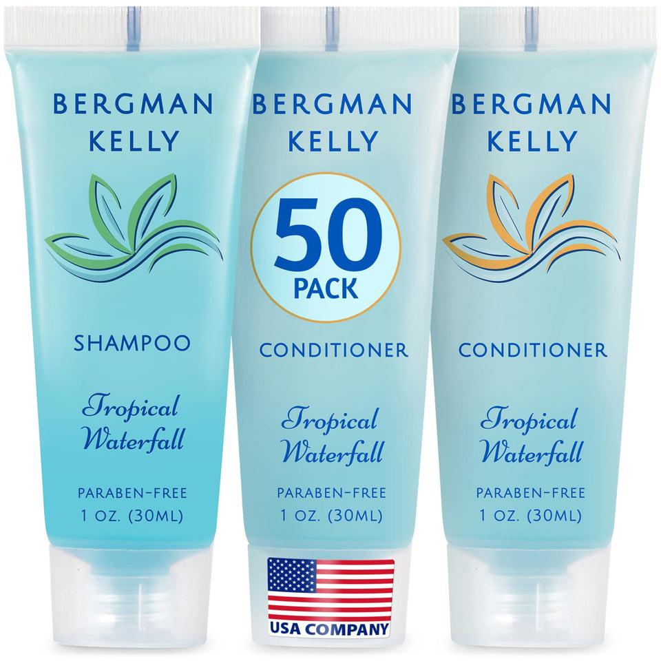 BERGMAN KELLY travel shampoo with foil seal for hotel hygiene and leak protection