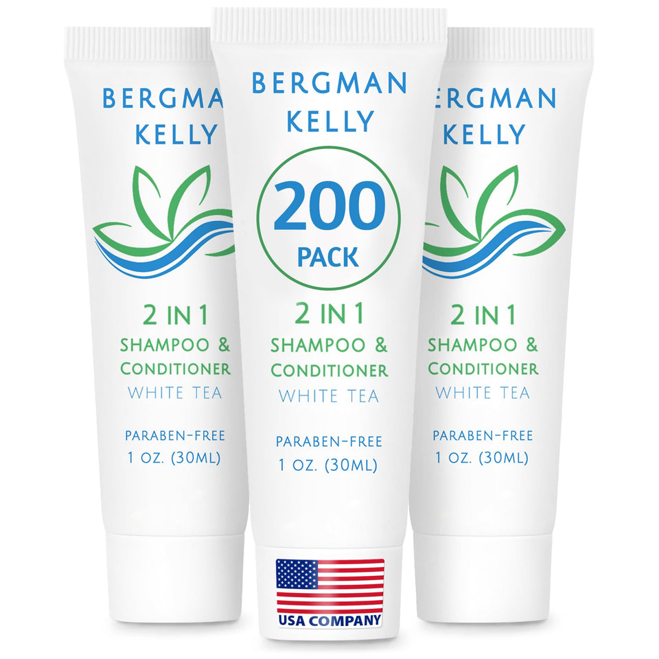 BERGMAN KELLY travel size 2-in-1 shampoo bottle foil-sealed for leak protection