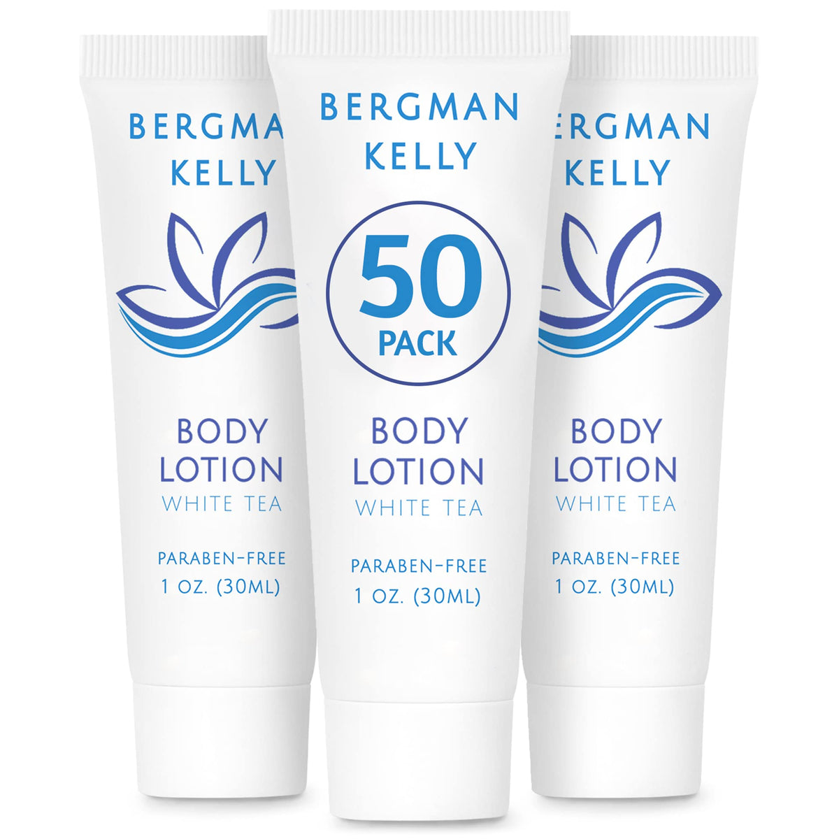 BERGMAN KELLY travel-size lotion with foil seal, ideal for hotel guests