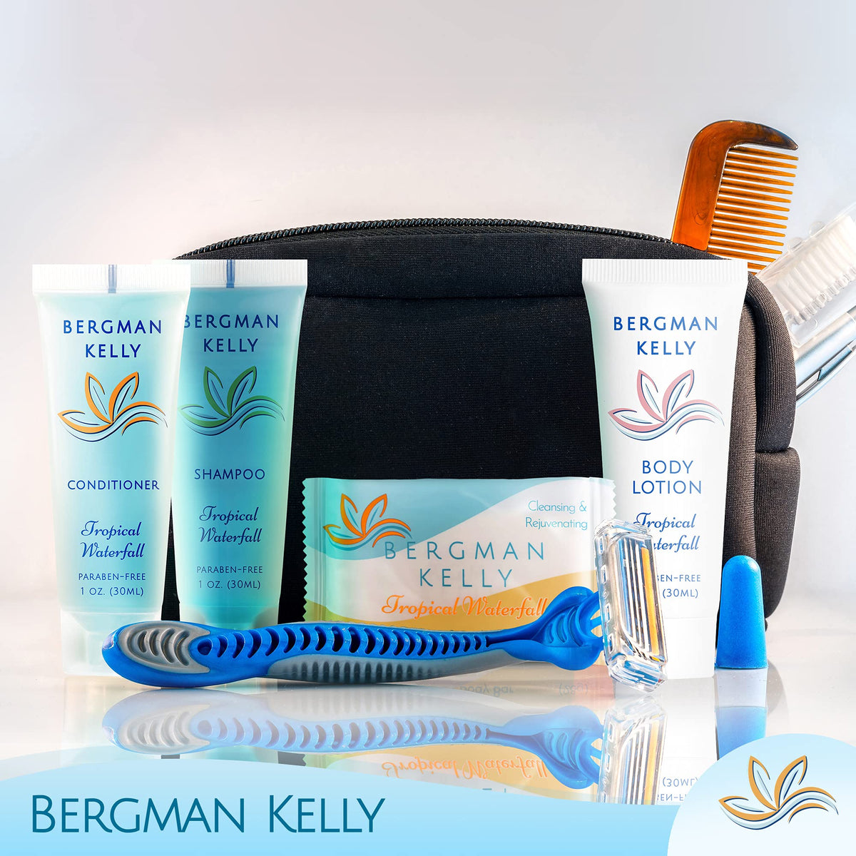 BERGMAN KELLY tropical waterfall bulk 125-piece set, ready for hotel restocking