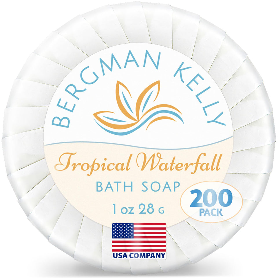 BERGMAN KELLY Tropical Waterfall soap bars, 1 oz, bulk for guest bathrooms.