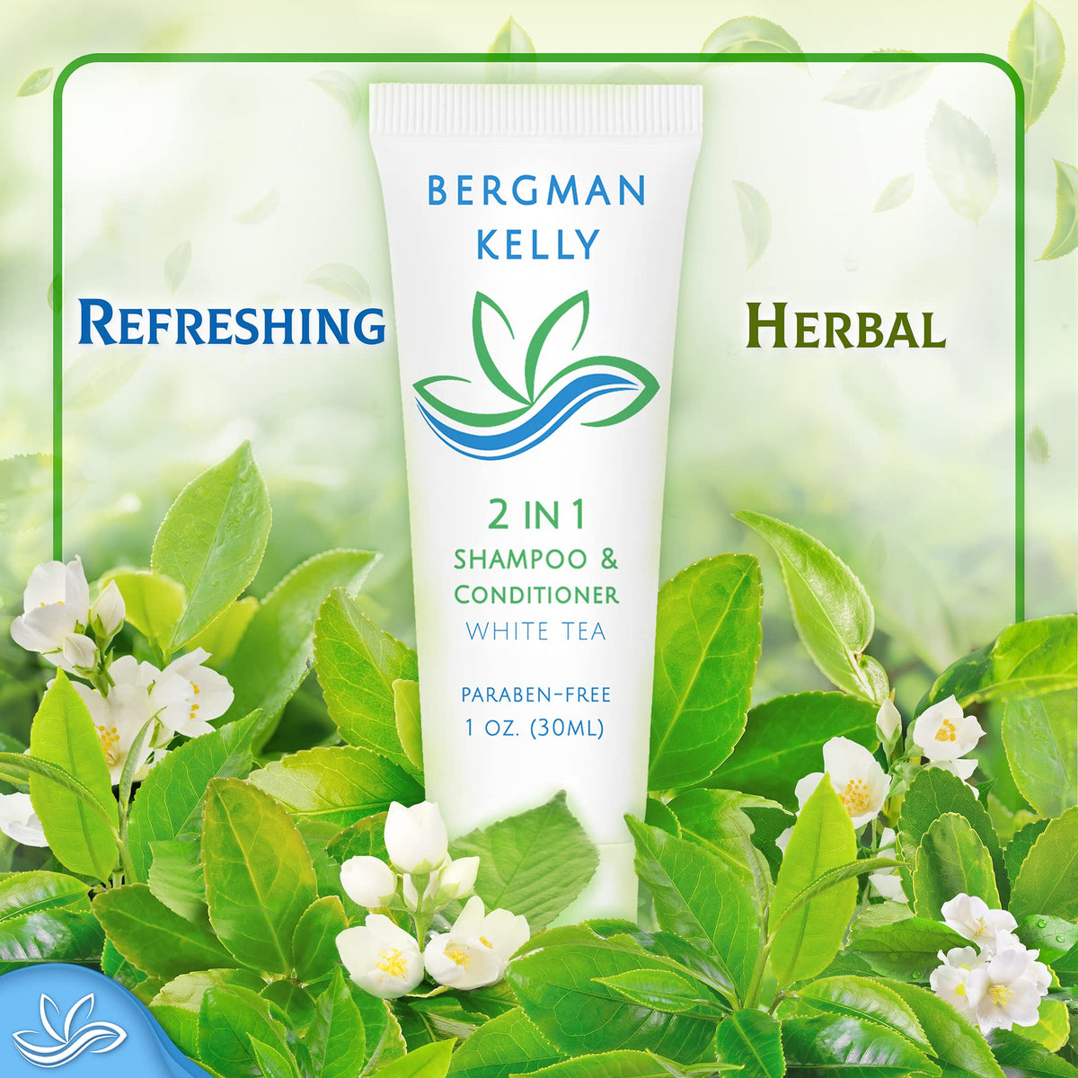 BERGMAN KELLY white tea scent label adds subtle elegance.