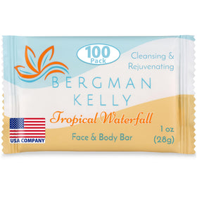BERGMAN KELLY Tropical Waterfall soap bar in a hotel setting, refreshing guest showers.