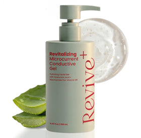 Berkland RevivePlus silky-glide gel enables smooth microcurrent sessions.