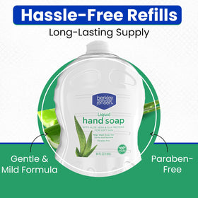 Berkley Jensen bottle label features Aloe Vera and Silk Protein for softer skin