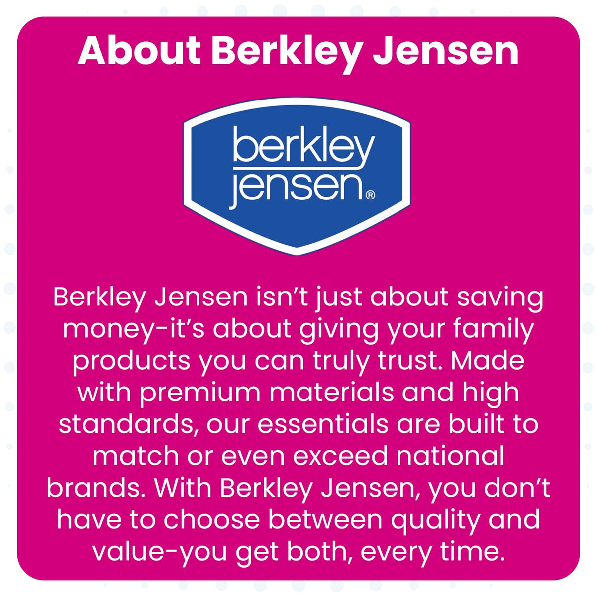 Berkley Jensen Wipes with no alcohol and no dye for comfortable cleansing.