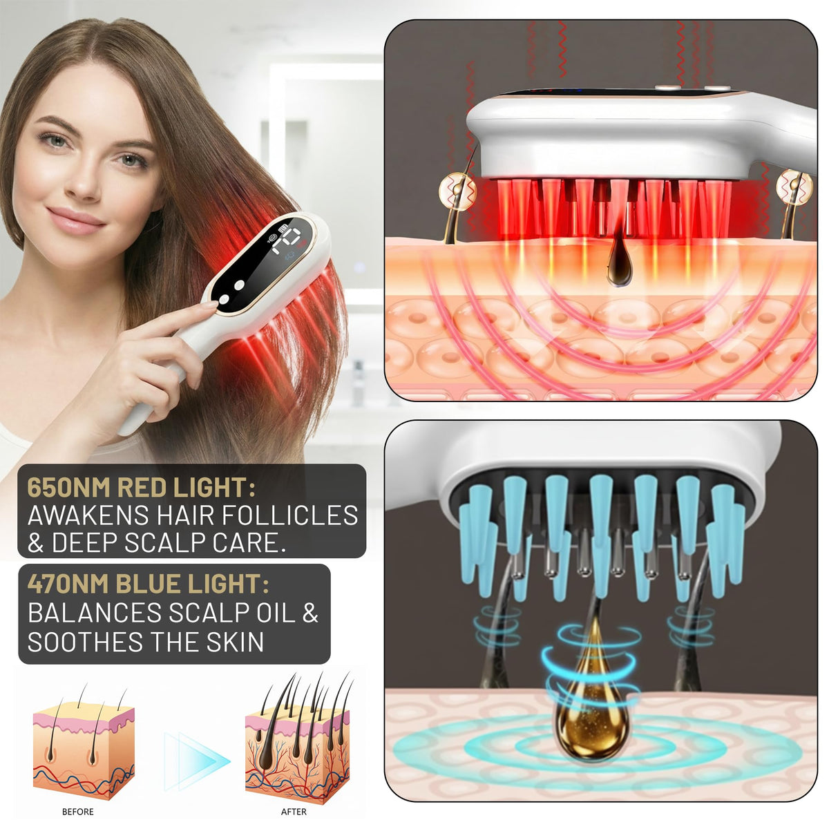 BERNOVAS fuller-looking hair impression after use during a fresh morning routine.