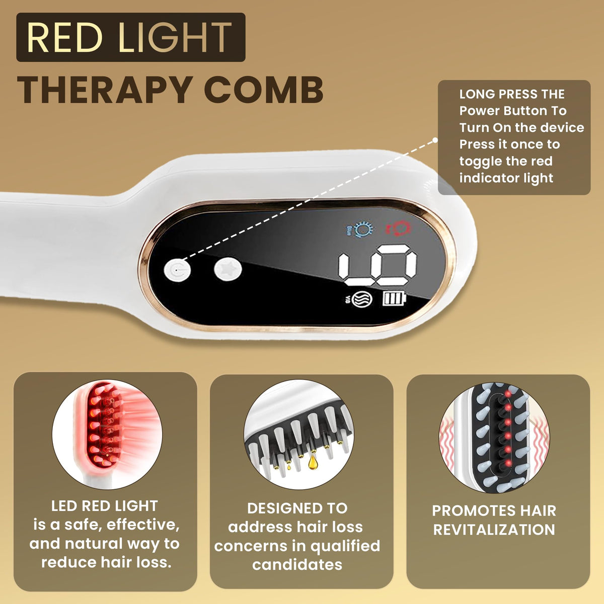 BERNOVAS sandalwood therapy comb ready to finish a soothing scalp session.