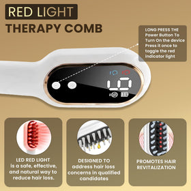 BERNOVAS sandalwood therapy comb ready to finish a soothing scalp session.