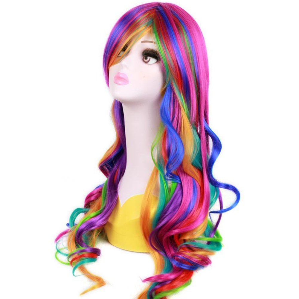 BERON Rainbow Wig features colorful waves for bold party or cosplay looks.