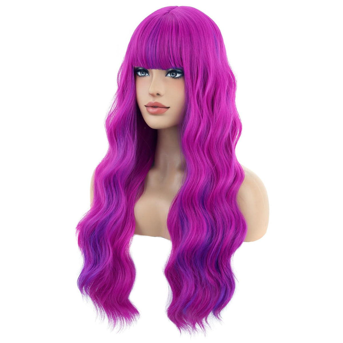 BERON pastel wave wig with bangs for versatile styling and color drama.