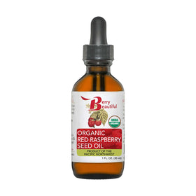 Berry Beautiful red raspberry seed oil bottle being poured for daily hydration