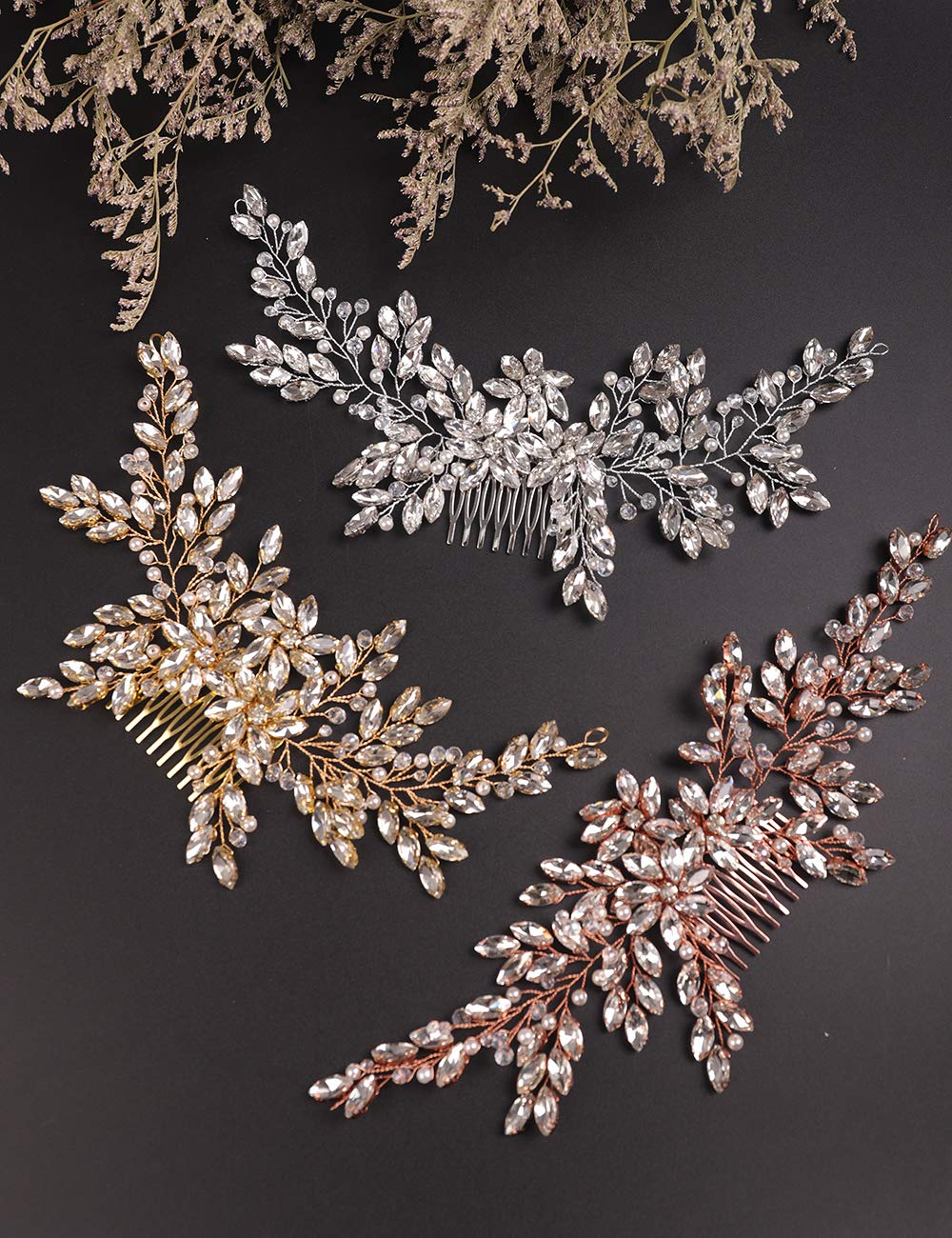 BERYUAN artisan crystal flower hair ornament adds timeless charm.