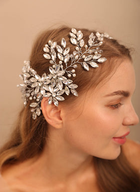 BERYUAN hair comb headpiece gold tone closeup shows intricate detail.
