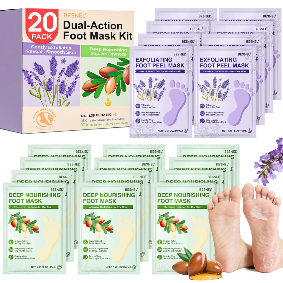 BESNEL exfoliating foot mask pair for smoother feet and reduced roughness