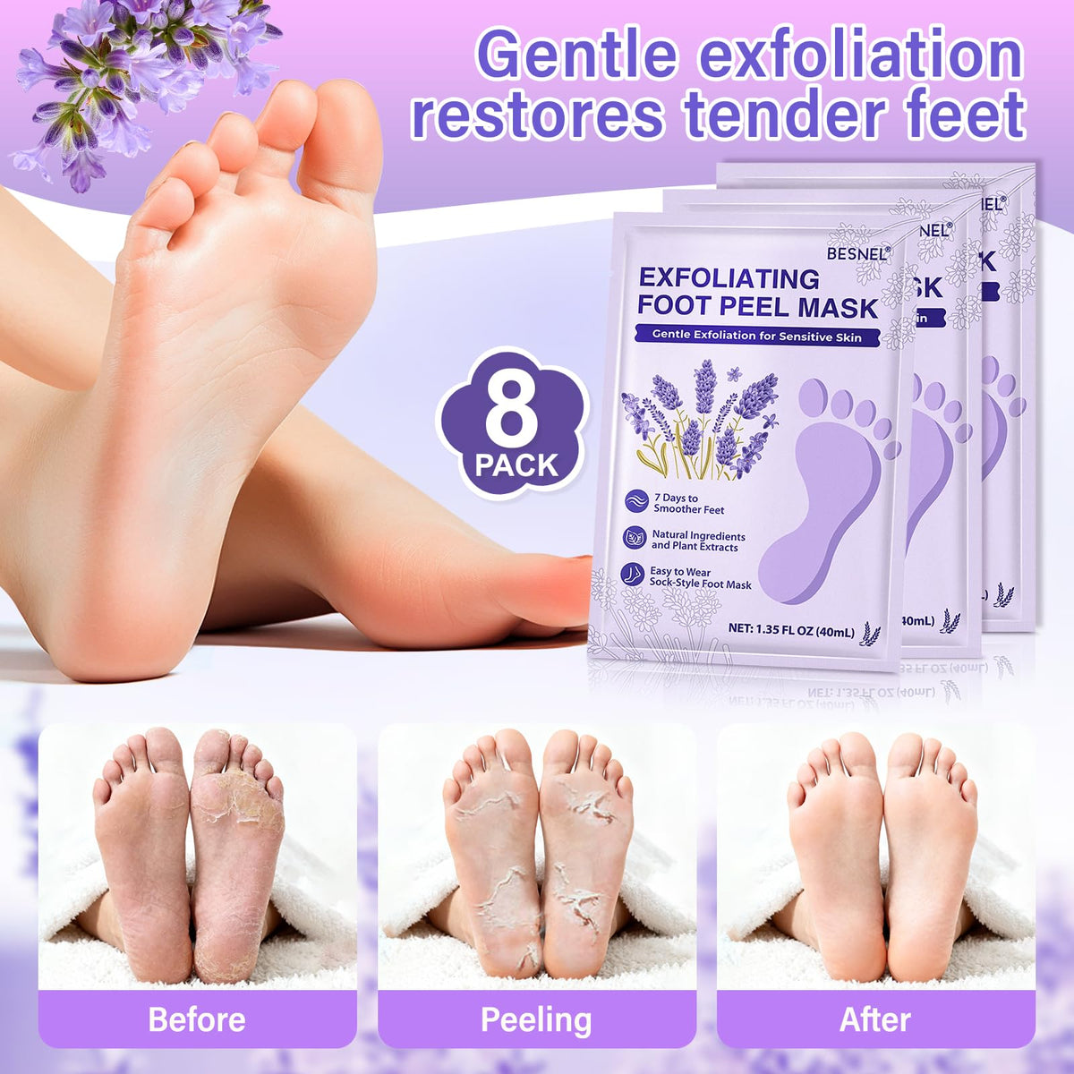 BESNEL moisturizing foot mask pair delivering deep hydration