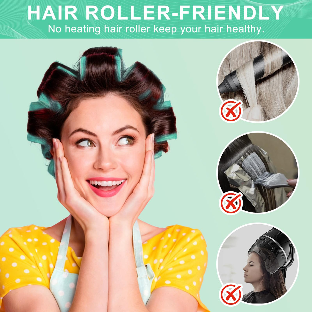 BESSEEK self-grip curlers attach without pins for comfortable use.