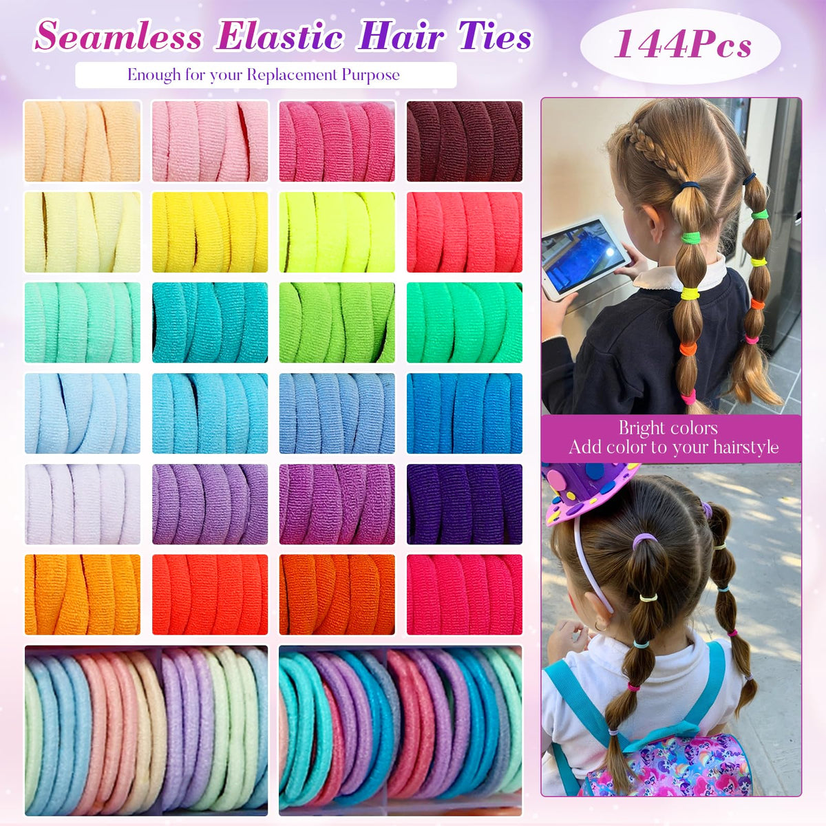 Bessrung multicolor hair ties display enabling versatile daily styling