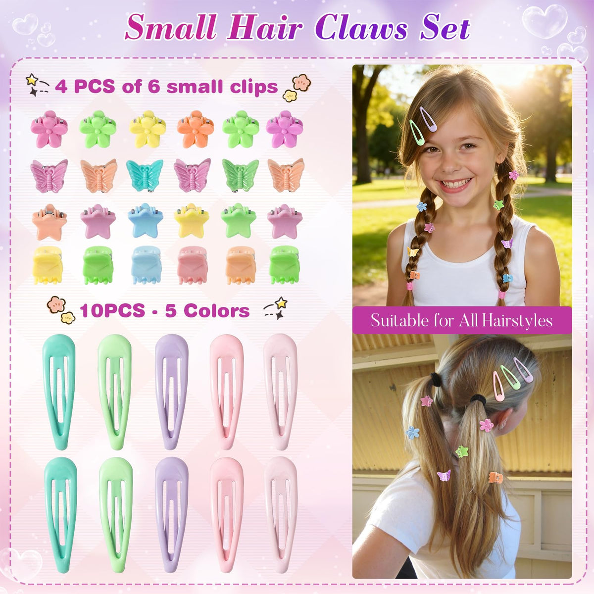 Bessrung small hair clips variety for cute accents and hold