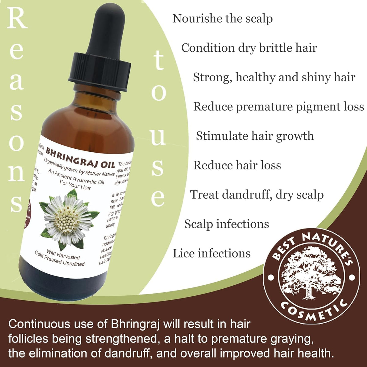 Best Nature's Cosmetics Bhringraj oil dropper dispenses evenly for targeted application