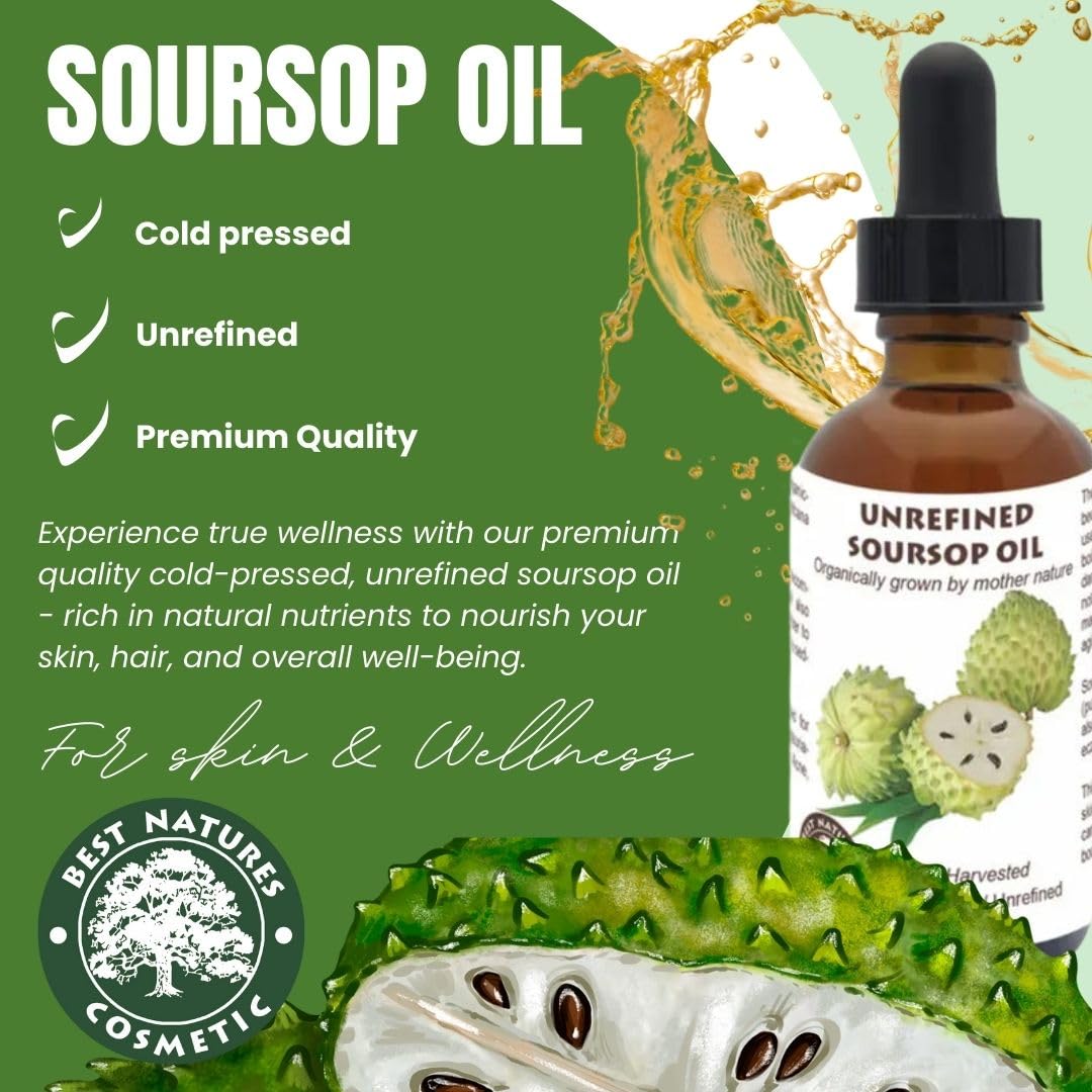 Best Nature's Cosmetics Soursop oil dropper enables precise facial and body use.