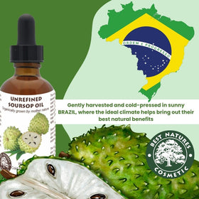 Best Nature's Cosmetics Soursop Oil glass bottle on bathroom counter for daily skincare