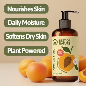 Ingredient close-up of Best of Nature apricot oil emphasizing natural kernel-derived nourishment.