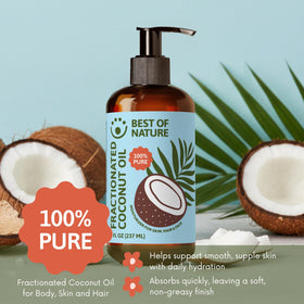 Best of Nature Fractionated Coconut Oil bottle on shelf showing unscented formula