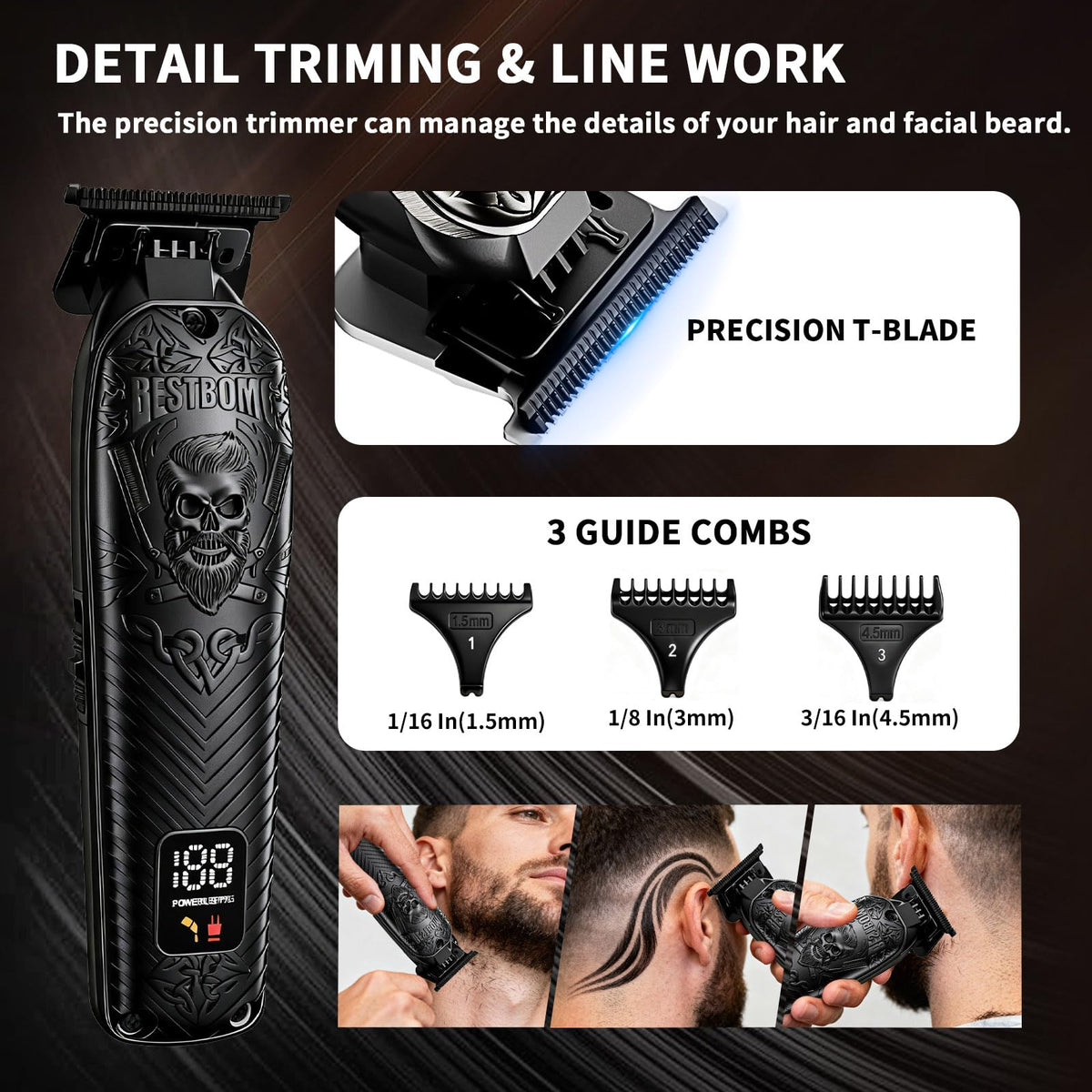 BESTBOMG cordless shaver with metal blade for quick touch-ups.