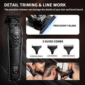 BESTBOMG cordless shaver with metal blade for quick touch-ups.